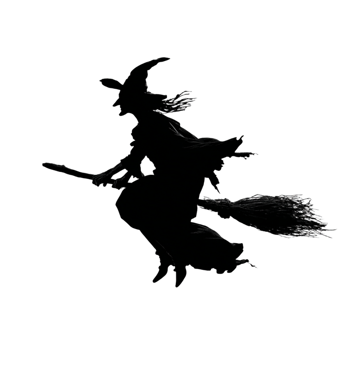 Silhouette Witch Broom V2 Vinyl Car Decal Sticker – Waterproof & UV-Resistant 7.0
