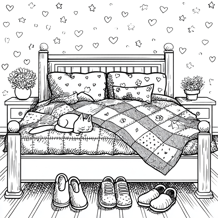 Cozy Bed Scene Vinyl Car Decal Sticker – Waterproof & UV-Resistant 3.4133333333333336"