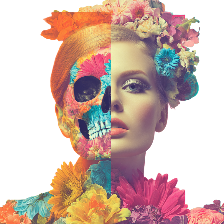 Floral Skull Beauty Vinyl Car Decal Sticker – Waterproof & UV-Resistant 6.826666666666667"