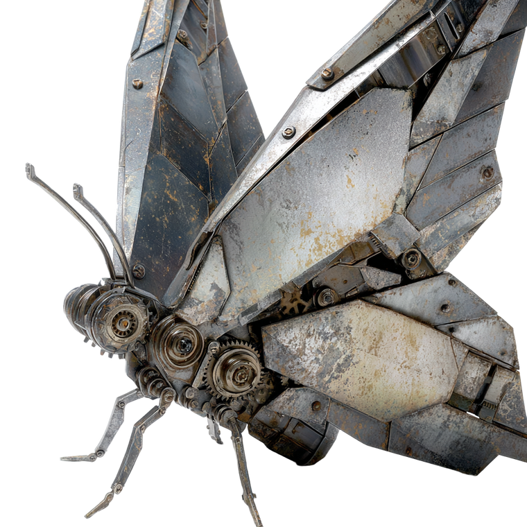 Mechanical Metal Butterfly V2 Vinyl Car Decal Sticker – Waterproof & UV-Resistant 6.826666666666667"