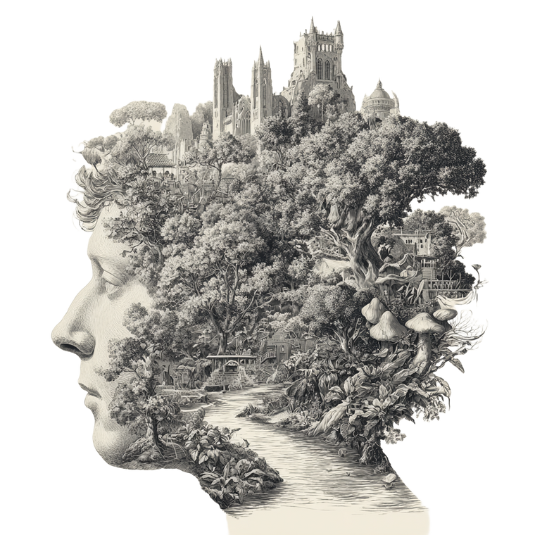 Blossoming Head Landscape Vinyl Car Decal Sticker – Waterproof & UV-Resistant 6.826666666666667"
