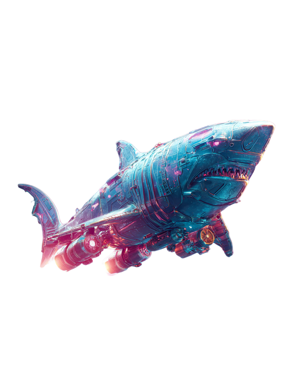 Futuristic Space Shark Vinyl Car Decal Sticker – Waterproof & UV-Resistant 4.16"