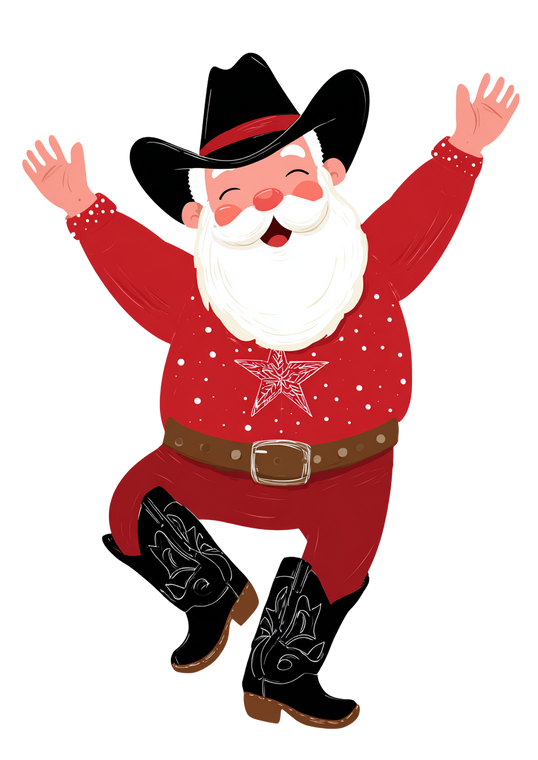 Cowboy Santa Claus V2 Vinyl Car Decal Sticker – Waterproof & UV-Resistant 8.746666666666666"