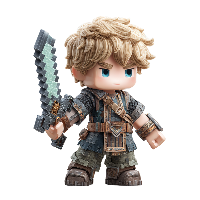 Blond Swordsman Boy Vinyl Car Decal Sticker – Waterproof & UV-Resistant 3.4133333333333336"