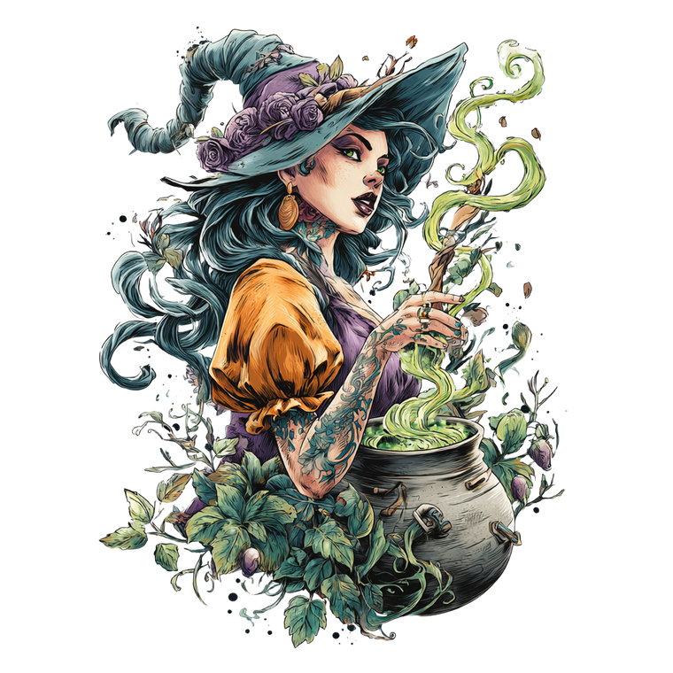 Witch Tattoo Design V2 Vinyl Car Decal Sticker – Waterproof & UV-Resistant 3.4133333333333336"