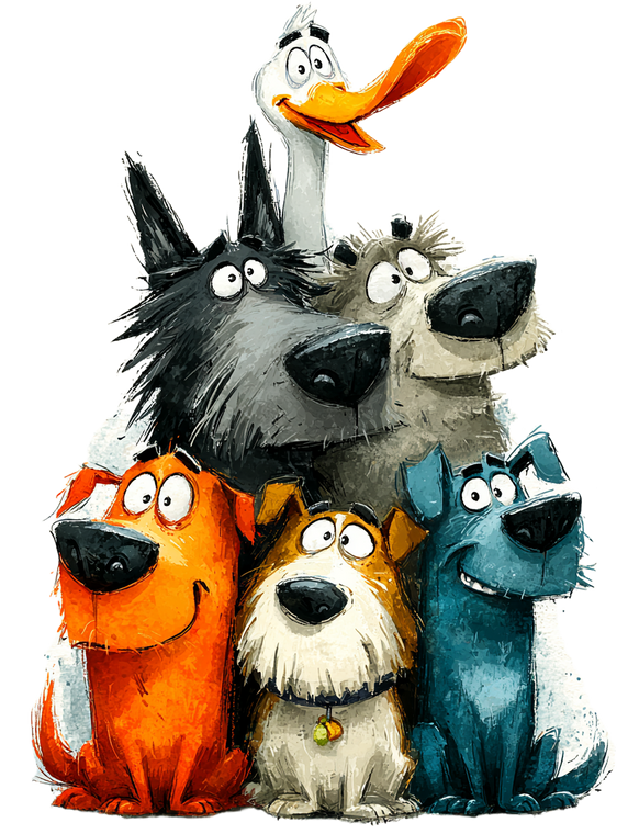 Goofy Goose & Dogs Vinyl Car Decal Sticker – Waterproof & UV-Resistant 8.213333333333333"