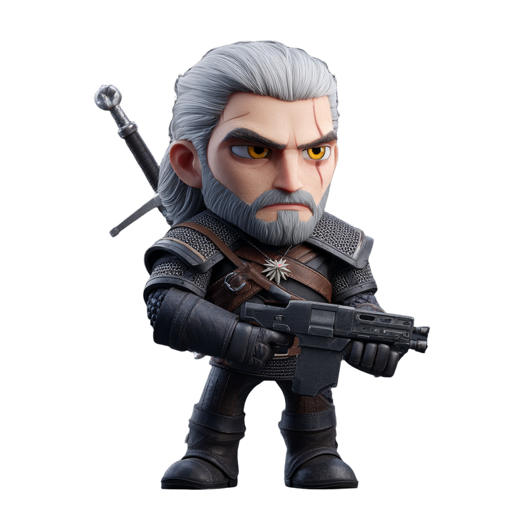 Chibi Geralt Sci-Fi Vinyl Car Decal Sticker – Waterproof & UV-Resistant 3.4133333333333336"