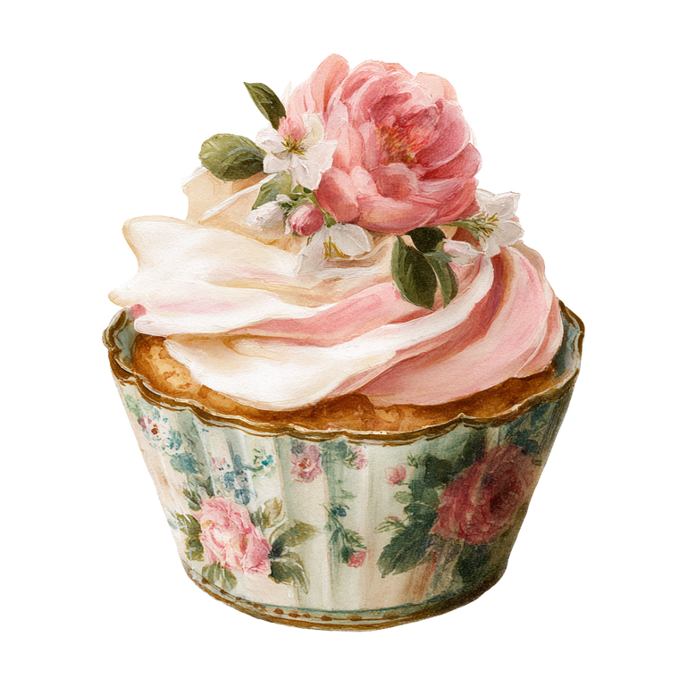 Victorian Cupcake Illustration Vinyl Car Decal Sticker – Waterproof & UV-Resistant 3.4133333333333336"