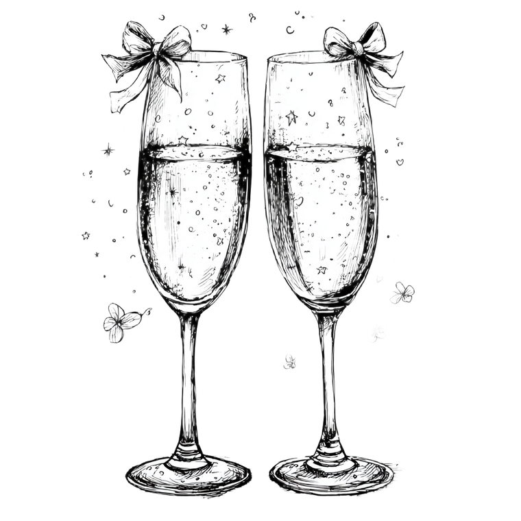 Wedding Champagne Glasses Vinyl Car Decal Sticker – Waterproof & UV-Resistant 3.4133333333333336"