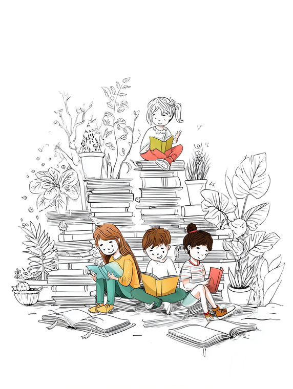 Children Reading Circle Vinyl Car Decal Sticker – Waterproof & UV-Resistant 4.1066666666666665"