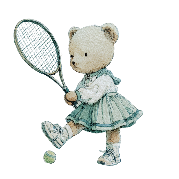 Teddy Bear Tennis Vinyl Car Decal Sticker – Waterproof & UV-Resistant 6.826666666666667"