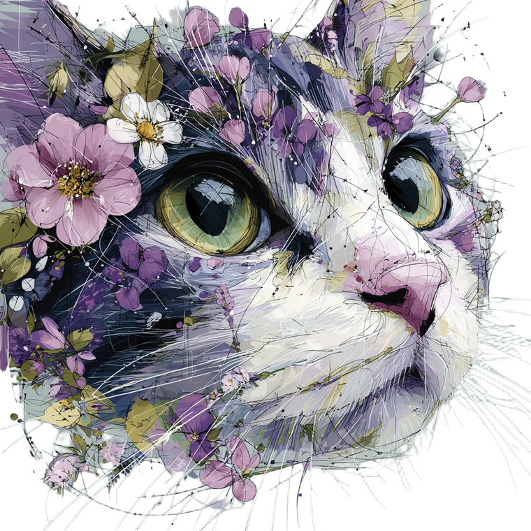 Abstract Cat Face V4 Vinyl Car Decal Sticker – Waterproof & UV-Resistant 3.4133333333333336"