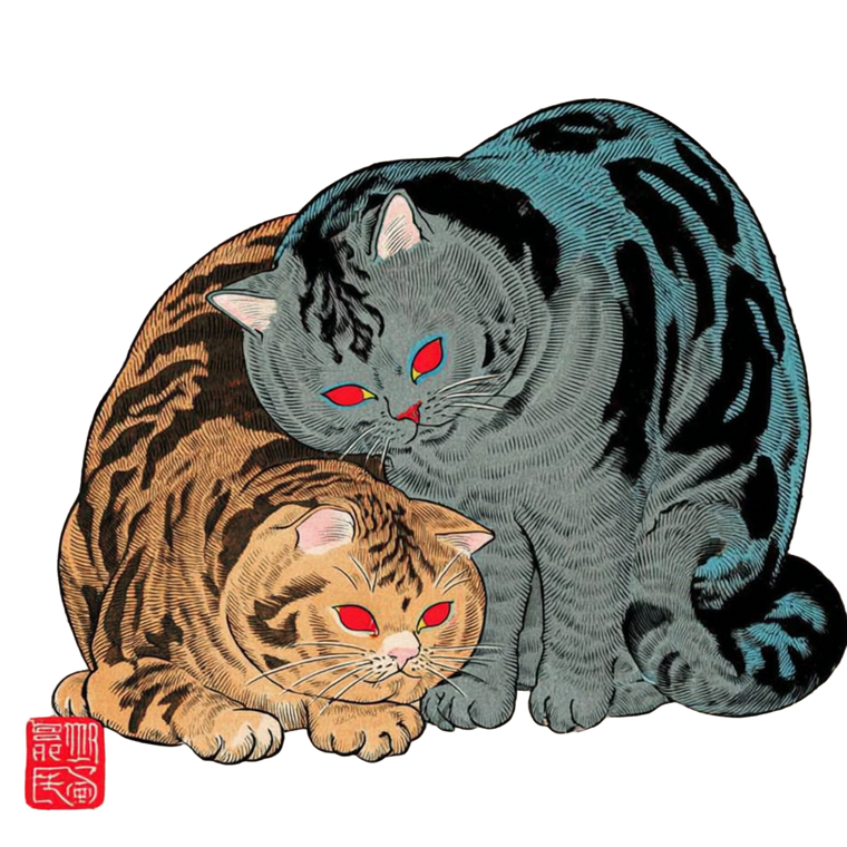 Ukiyo-E Cats Vinyl Car Decal Sticker – Waterproof & UV-Resistant 3.4133333333333336"