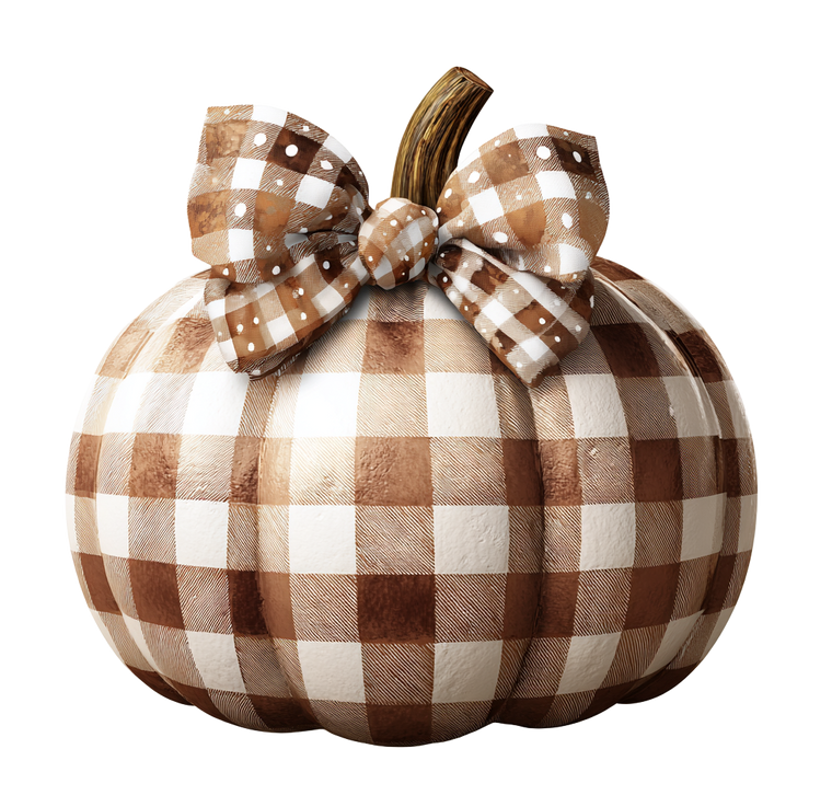 Checkered Pumpkin Bow Vinyl Car Decal Sticker – Waterproof & UV-Resistant 6.826666666666667"