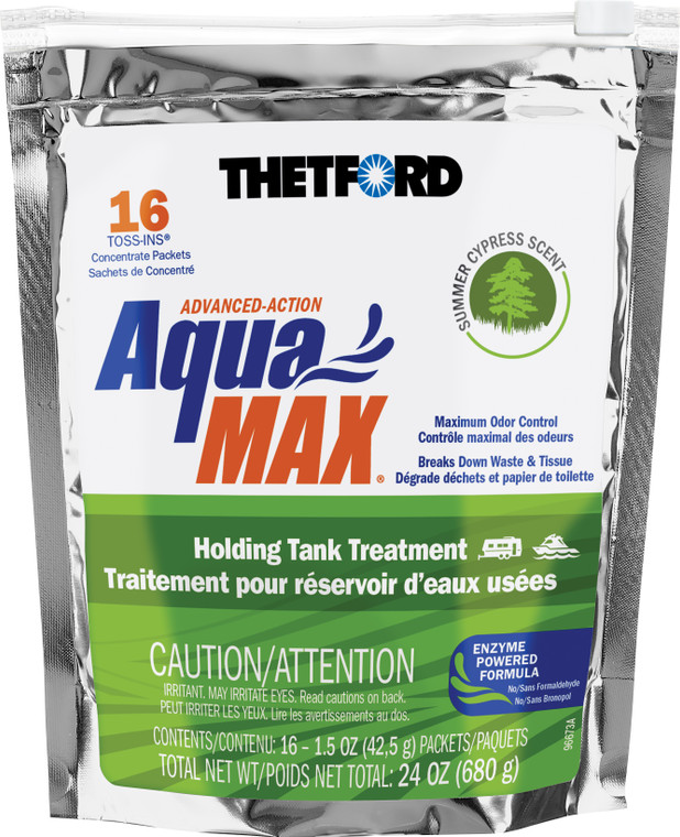 Thetford AquaMax Waste Treatment | Summer Cypress Scent | 40 Gallon Tank | 16 Pouches