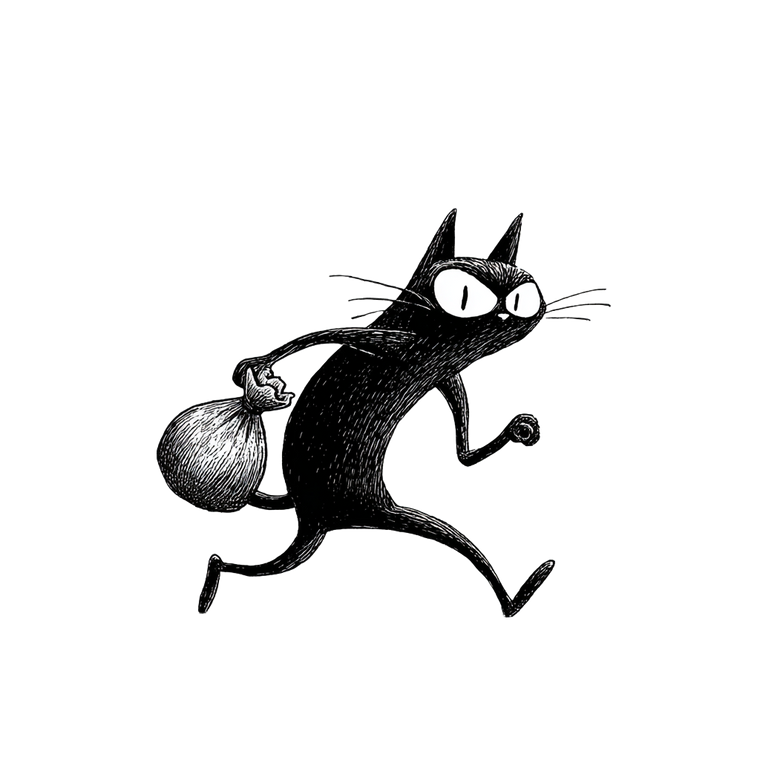 Angry Thieving Cat Vinyl Car Decal Sticker – Waterproof & UV-Resistant 3.4133333333333336"