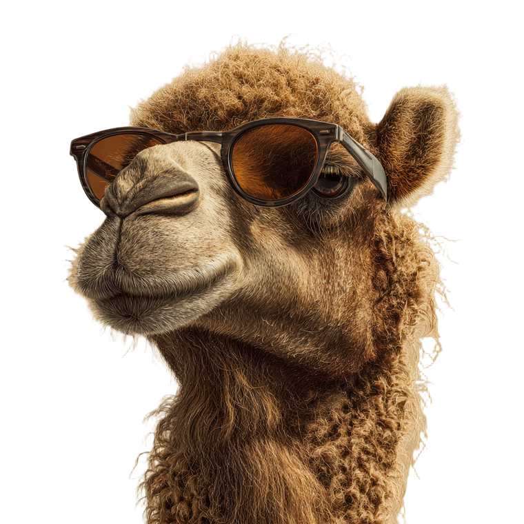 Camel In Sunglasses Vinyl Car Decal Sticker – Waterproof & UV-Resistant 3.4133333333333336"