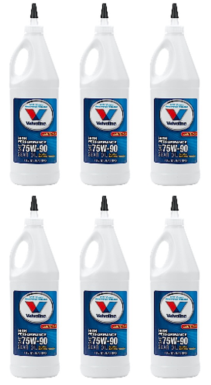 6x High Performance 75W-90 Gear Oil | Valvoline Full Synthetic GL-4/GL-5 | 1 Quart Jug