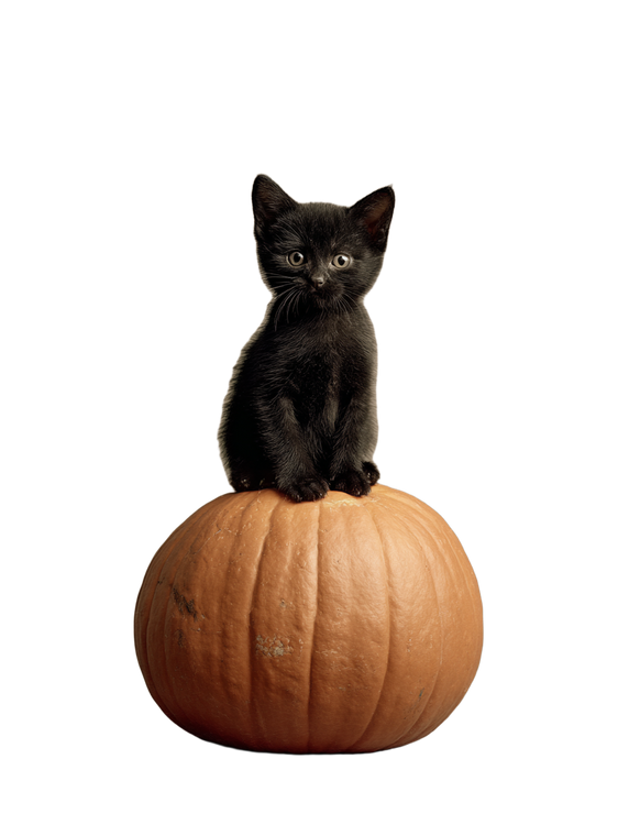 Kitten On Pumpkin Vinyl Car Decal Sticker – Waterproof & UV-Resistant 8.213333333333333"
