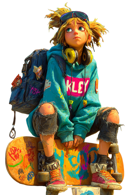Stylized Skater Girl Vinyl Car Decal Sticker – Waterproof & UV-Resistant 8.96"
