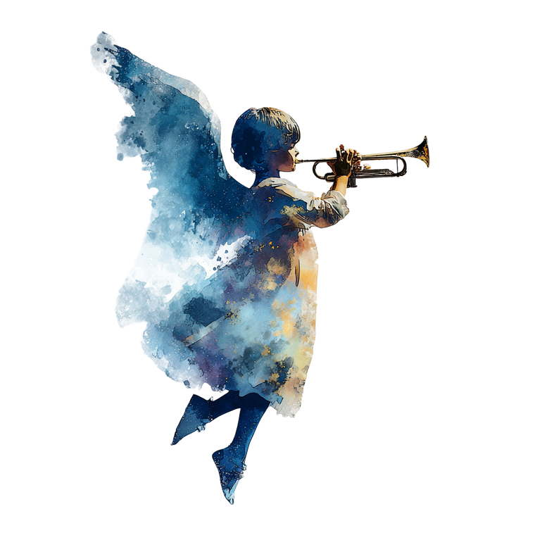 Angel Trumpet Player Vinyl Car Decal Sticker – Waterproof & UV-Resistant 3.4133333333333336"