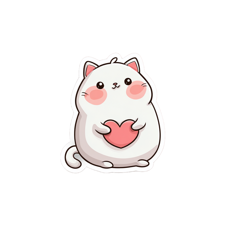 Chubby Cat Heart Vinyl Car Decal Sticker – Waterproof & UV-Resistant 6.826666666666667"
