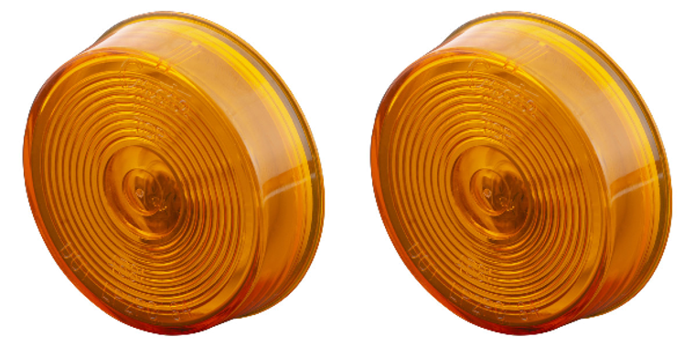 2x Grote Industries Round Clearance Light | Amber Lens, Easy Install, 12V Bulb, White Housing