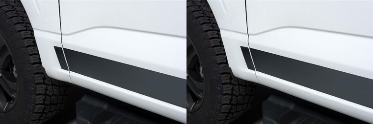 2x Enhance Your 2021-2023 Ford F-150 | Black Platinum Rocker Panel Molding - Laser Cut & Etched, Ultimate Protection & Style