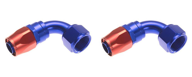 2x High Performance -6 AN 90 Degree Hose End Fitting | Redhorse Racing Quality | Blue/Red Anodized Finish