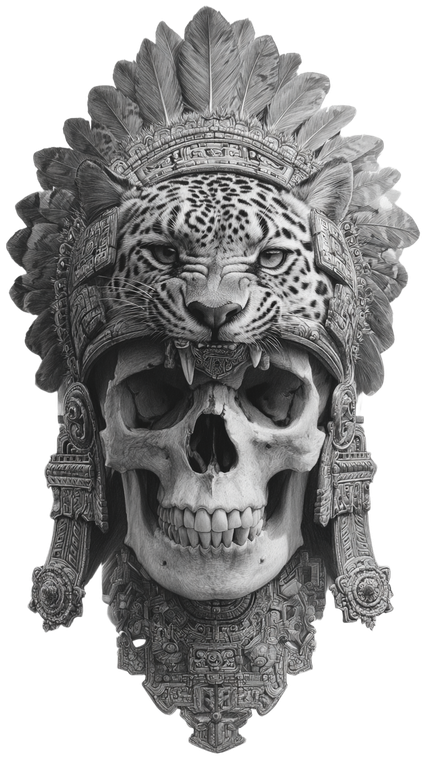 Aztec Jaguar Skull Vinyl Car Decal Sticker – Waterproof & UV-Resistant 4.8533333333333335"