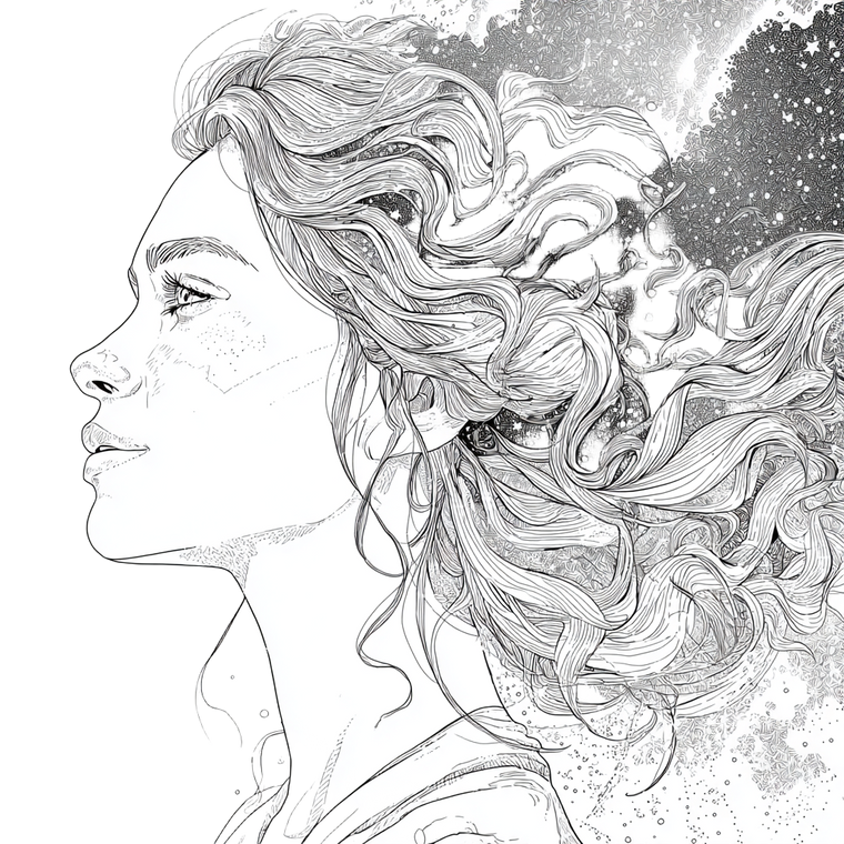 Stellar Hair Woman V3 Vinyl Car Decal Sticker – Waterproof & UV-Resistant 3.4133333333333336"