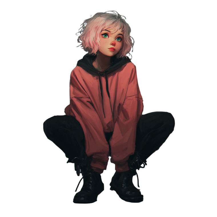 Pink-Haired Girl V25 Vinyl Car Decal Sticker – Waterproof & UV-Resistant 3.4133333333333336"