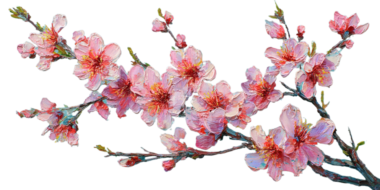 Peach Blossoms Painting Vinyl Car Decal Sticker – Waterproof & UV-Resistant 2.56"