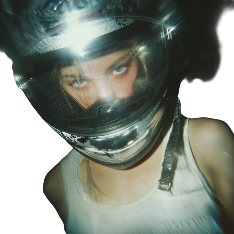 Helmeted Woman Portrait V4 Vinyl Car Decal Sticker – Waterproof & UV-Resistant 6.826666666666667"