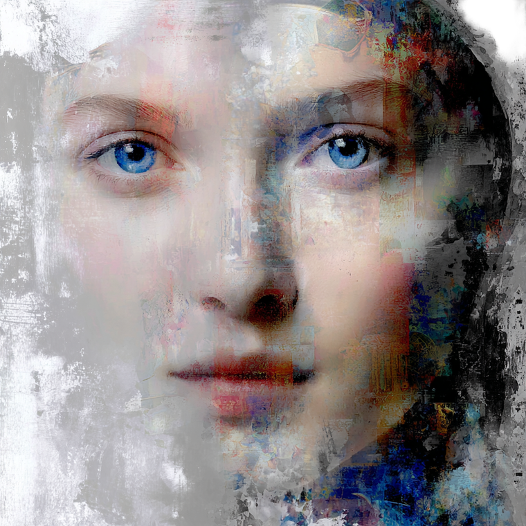 Abstract Digital Portraits Vinyl Car Decal Sticker – Waterproof & UV-Resistant 3.4133333333333336"
