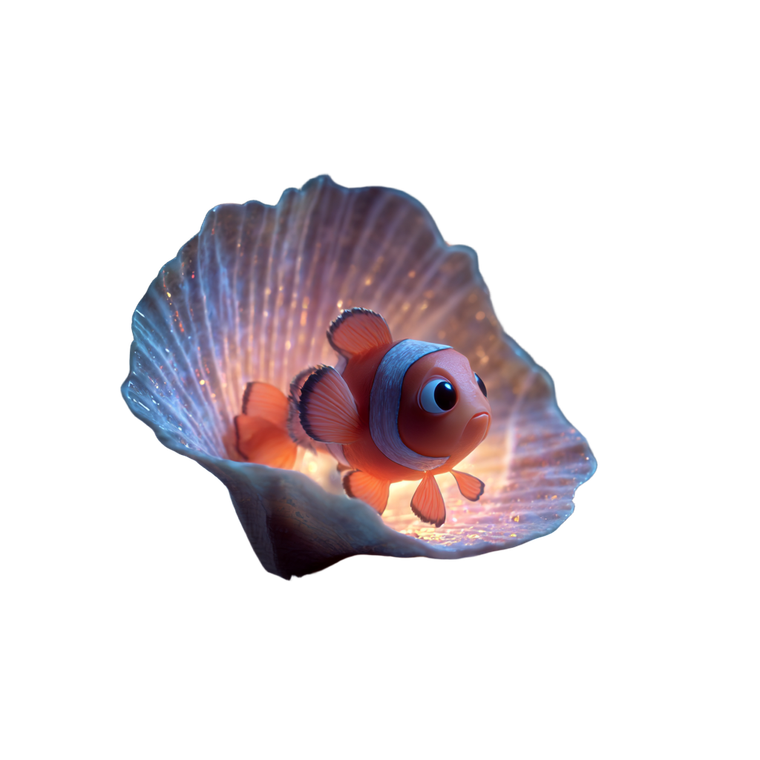 Glowing Seashell Nemo Vinyl Car Decal Sticker – Waterproof & UV-Resistant 3.4133333333333336"