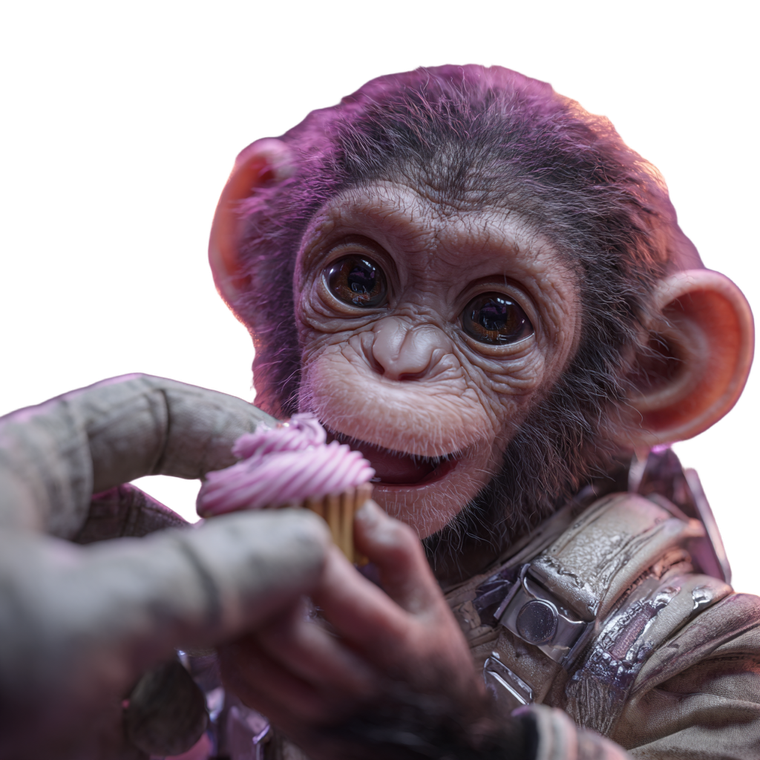 Space Baby Monkey Vinyl Car Decal Sticker – Waterproof & UV-Resistant 3.4133333333333336"