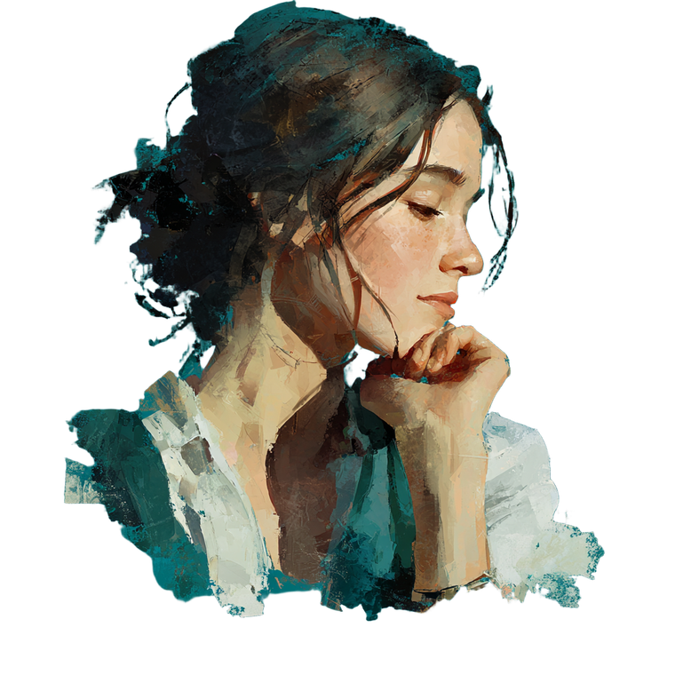 Pensive Teal Portrait Vinyl Car Decal Sticker – Waterproof & UV-Resistant 6.826666666666667"