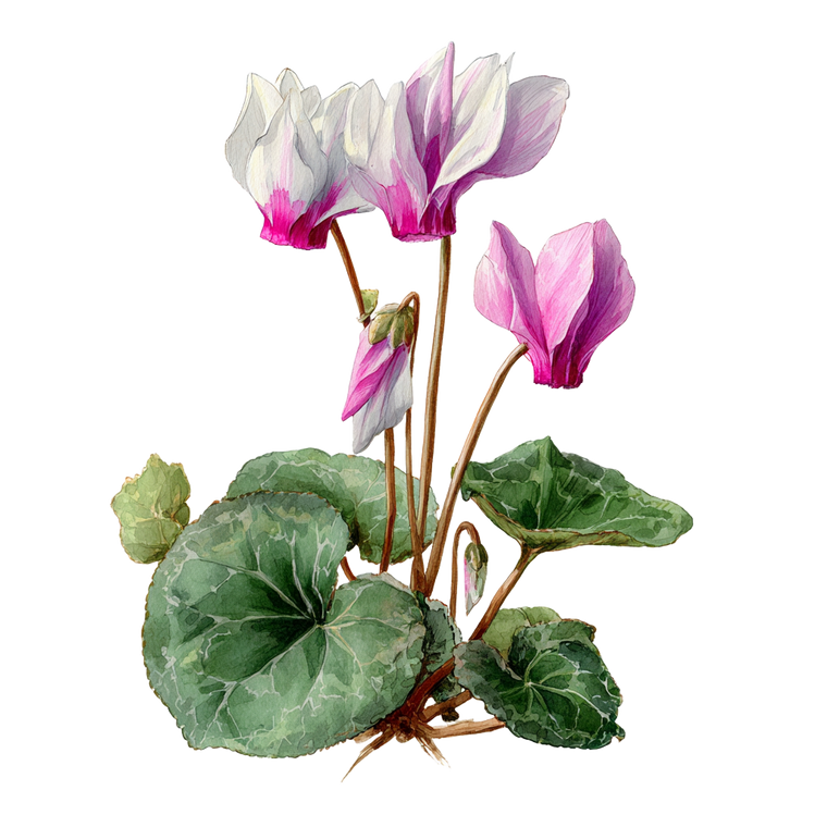 Cyclamen Botanical Illustration Vinyl Car Decal Sticker – Waterproof & UV-Resistant 3.4133333333333336"