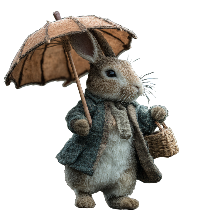Umbrella-Holding Rabbit Vinyl Car Decal Sticker – Waterproof & UV-Resistant 3.4133333333333336"