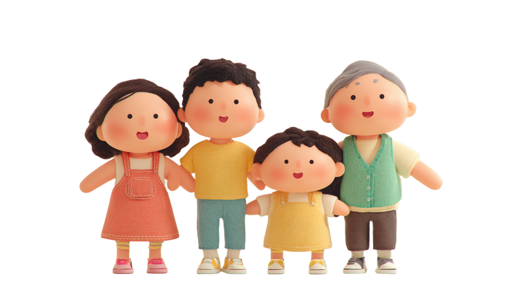 Chinese Family Animation Vinyl Car Decal Sticker – Waterproof & UV-Resistant 2.72"
