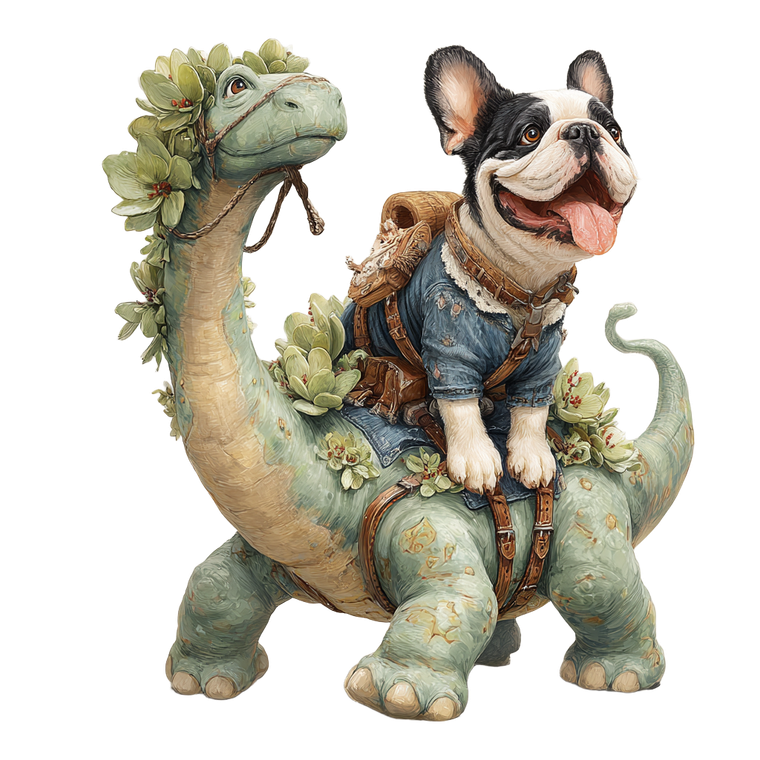 Bulldog On Dinosaur Vinyl Car Decal Sticker – Waterproof & UV-Resistant 6.826666666666667"