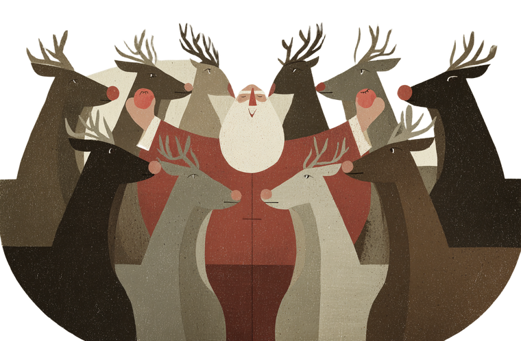 Santa And Reindeer V9 Vinyl Car Decal Sticker – Waterproof & UV-Resistant 2.933333333333333"