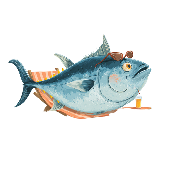 Vacationing Tuna Fish Vinyl Car Decal Sticker – Waterproof & UV-Resistant 3.4133333333333336"