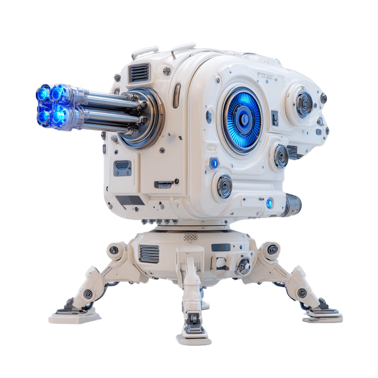 Futuristic Sci-Fi Turret Vinyl Car Decal Sticker – Waterproof & UV-Resistant 3.4133333333333336"