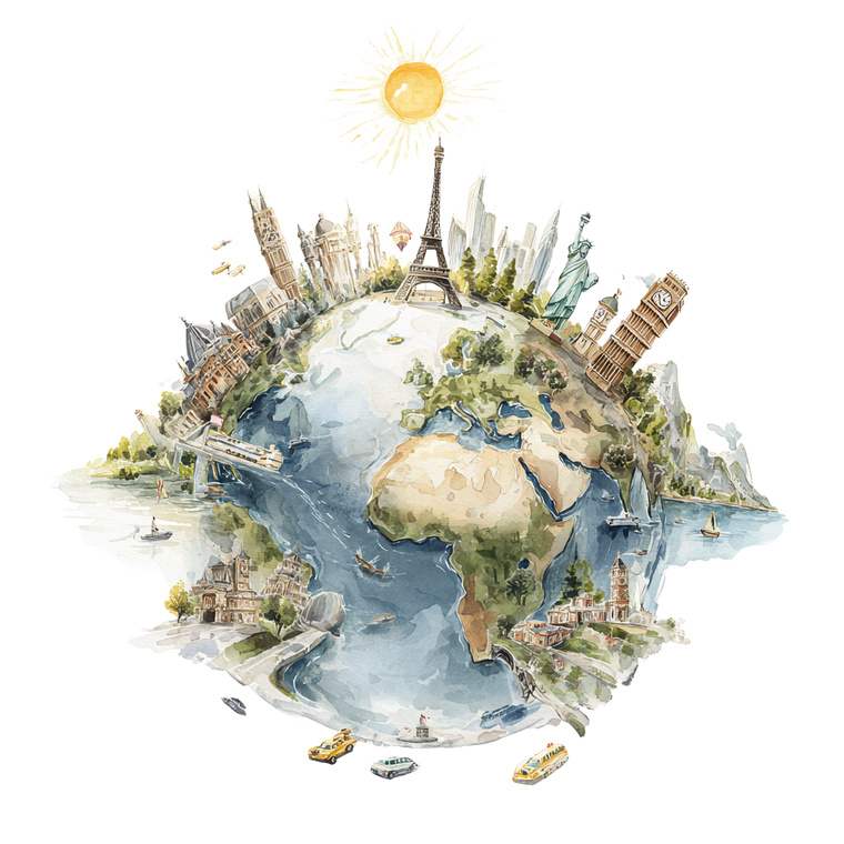 Floating Earth Landmarks Vinyl Car Decal Sticker – Waterproof & UV-Resistant 6.826666666666667"