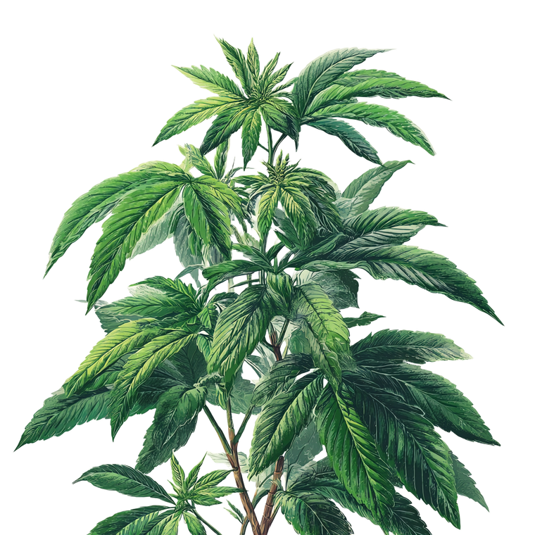 Hemp Plant Illustration Vinyl Car Decal Sticker – Waterproof & UV-Resistant 6.826666666666667"