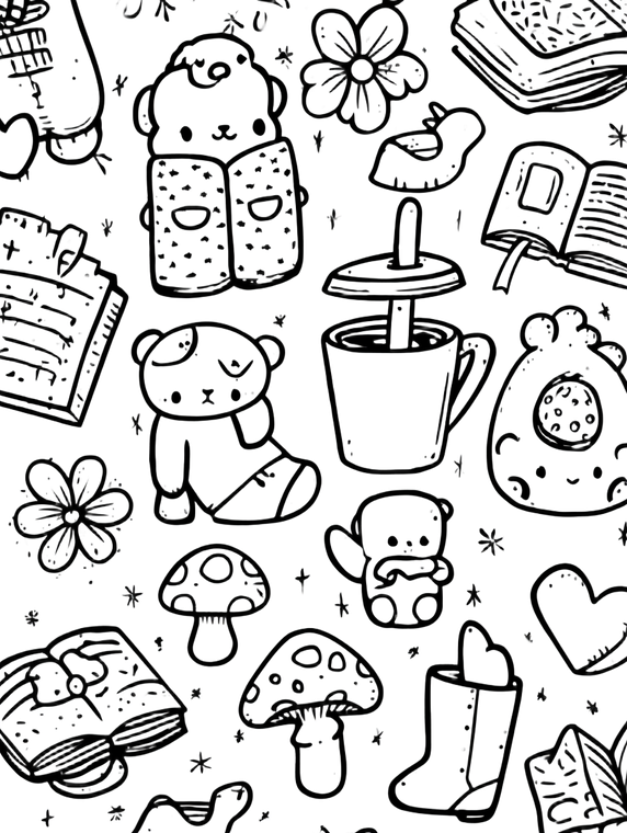 Kawaii Coloring Page Vinyl Car Decal Sticker – Waterproof & UV-Resistant 8.213333333333333"
