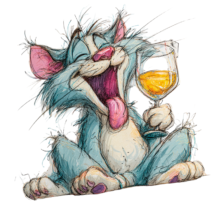 Drunk Cartoon Cat V4 Vinyl Car Decal Sticker – Waterproof & UV-Resistant 3.4133333333333336"