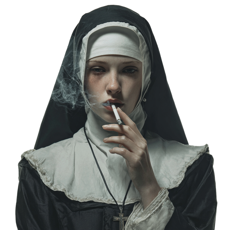 Crying Smoking Nun Vinyl Car Decal Sticker – Waterproof & UV-Resistant 3.4133333333333336"